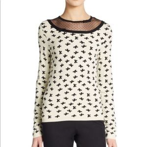 Red Valentino Sweater Size XL Bow Black Lace Trim